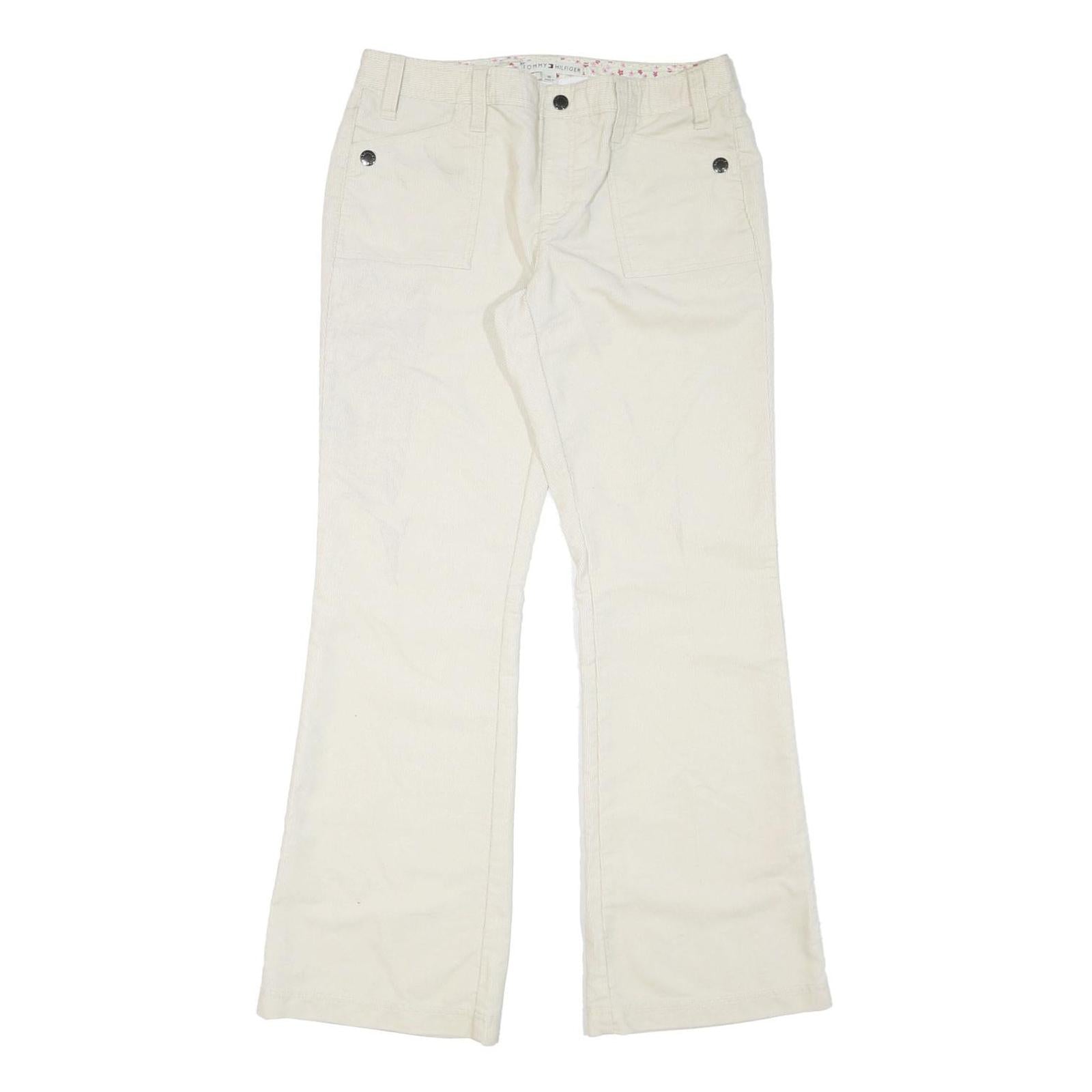 TOMMY HILFIGER Womens Cotton Blend Cream Regular Fit Straight Trousers W34 L33