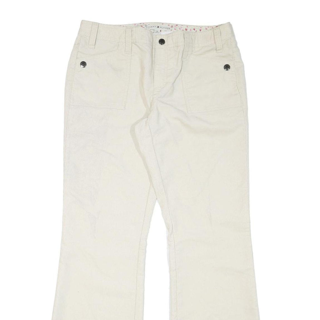 TOMMY HILFIGER Womens Cotton Blend Cream Regular Fit Straight Trousers W34 L33