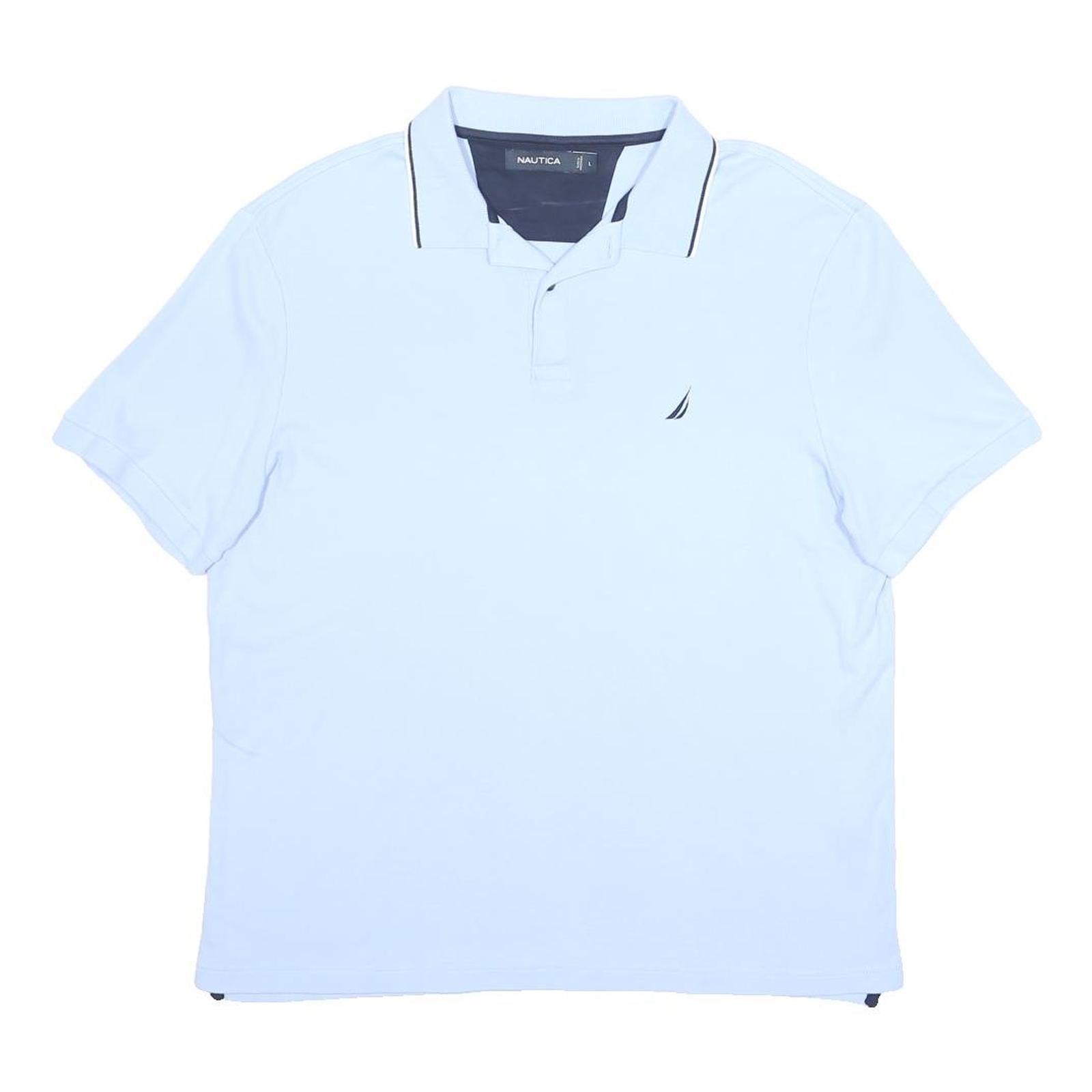 NAUTICA Mens Light Blue Short Sleeve Cotton Polo Shirt L Classic Fit