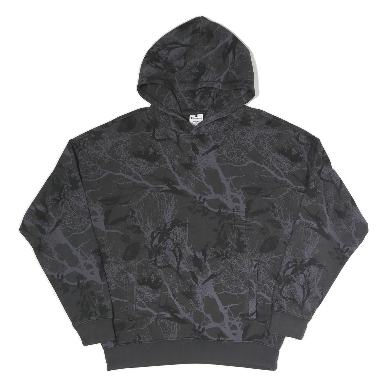 CHAMPION Mens Black Pullover Hoodie S Cotton Blend Casual Streetwear