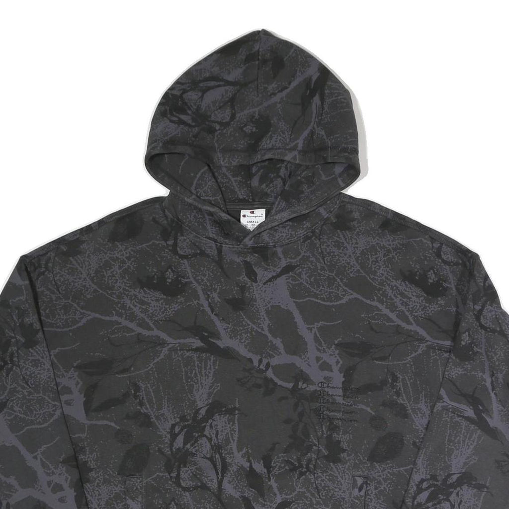 CHAMPION Mens Black Pullover Hoodie S Cotton Blend Casual Streetwear