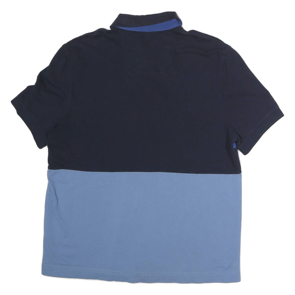NAUTICA Mens Blue & Navy Block Stripe Short Sleeve Polo Shirt M Cotton