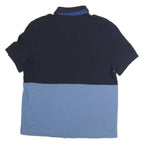 NAUTICA Mens Blue & Navy Block Stripe Short Sleeve Polo Shirt M Cotton