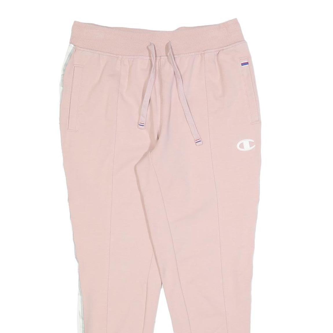 CHAMPION Womens Joggers Pink & White Slim Tapered S W26 L24 Cotton Blend