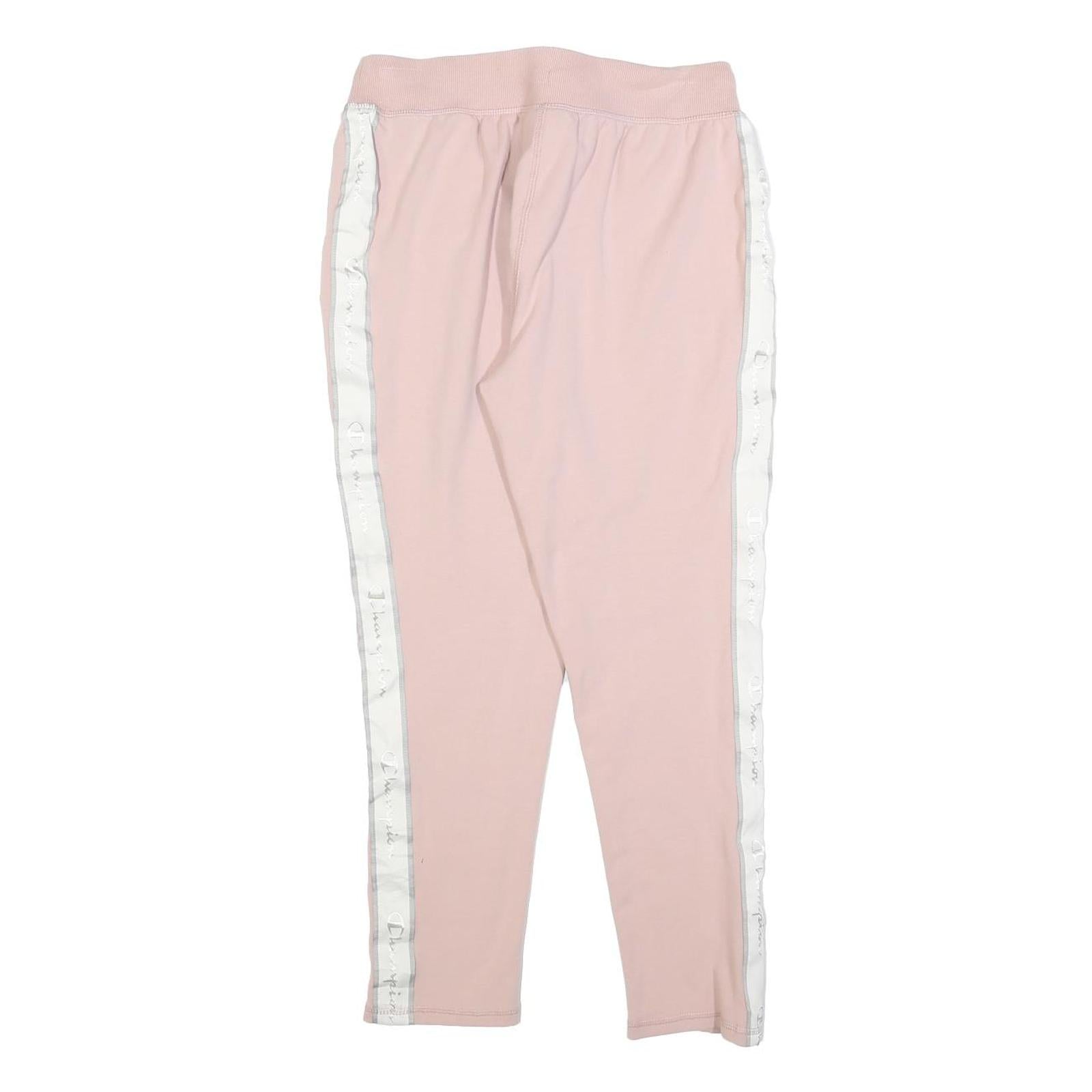 CHAMPION Womens Joggers Pink & White Slim Tapered S W26 L24 Cotton Blend