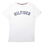 TOMMY HILFIGER Mens White Hilfiger Graphic T-Shirt M Short Sleeve Crew Neck