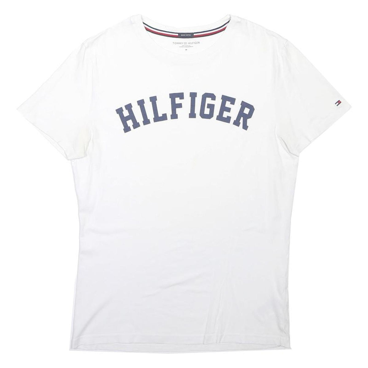 TOMMY HILFIGER Mens White Hilfiger Graphic T-Shirt M Short Sleeve Crew Neck