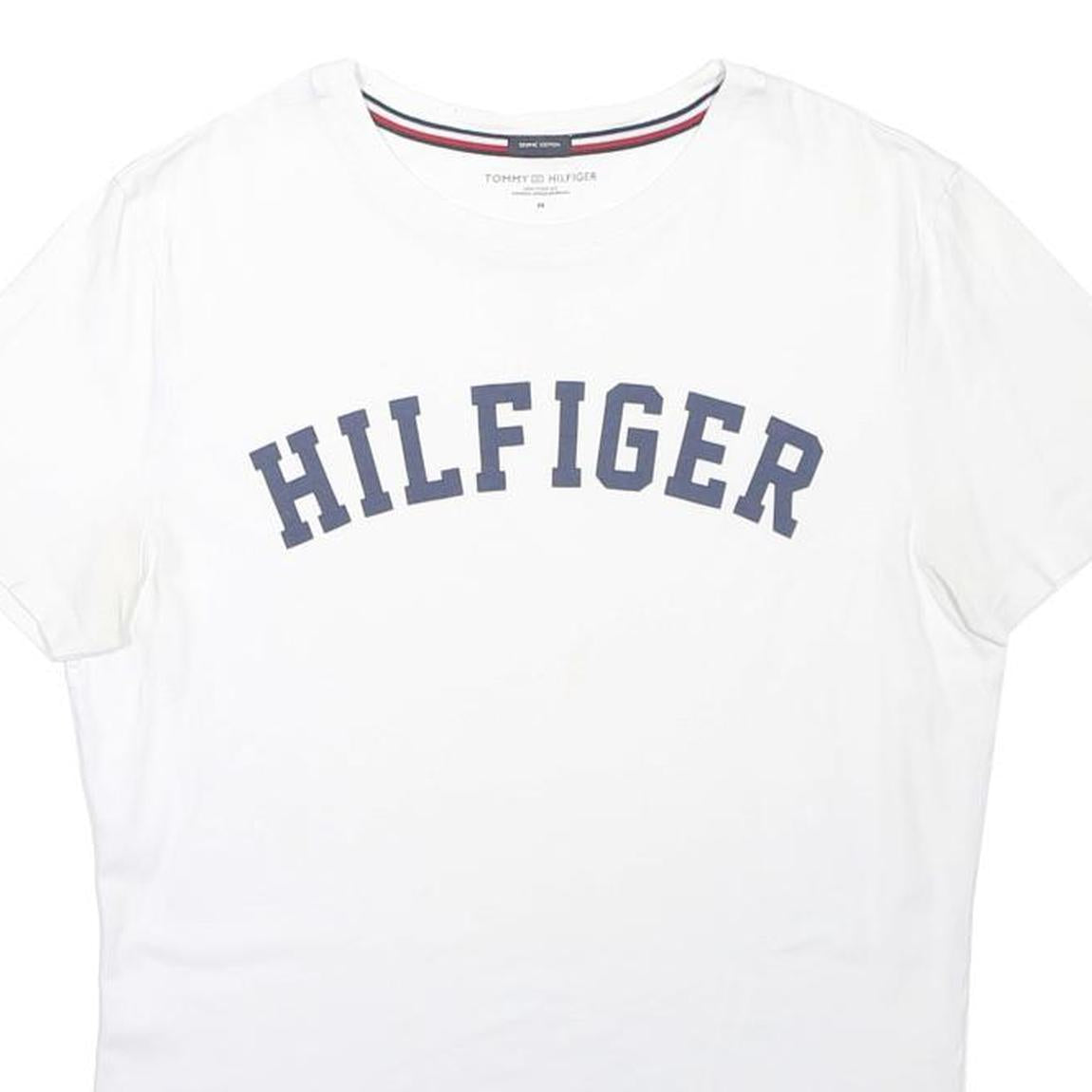 TOMMY HILFIGER Mens White Hilfiger Graphic T-Shirt M Short Sleeve Crew Neck