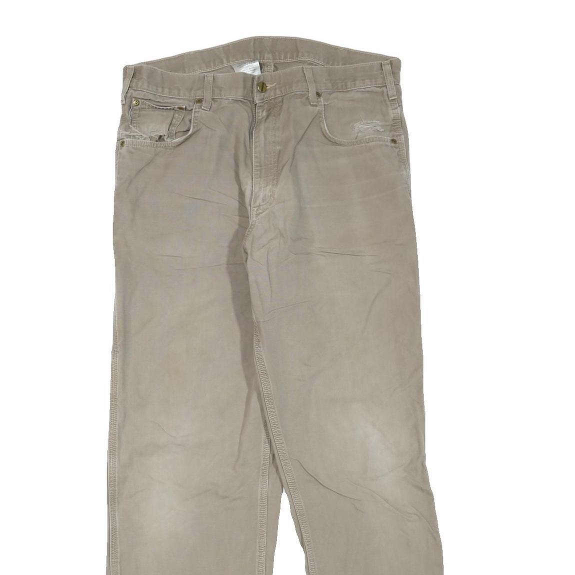 CARHARTT Mens Regular Fit Beige Denim Jeans W36 L34 Workwear Zip Closure Durable