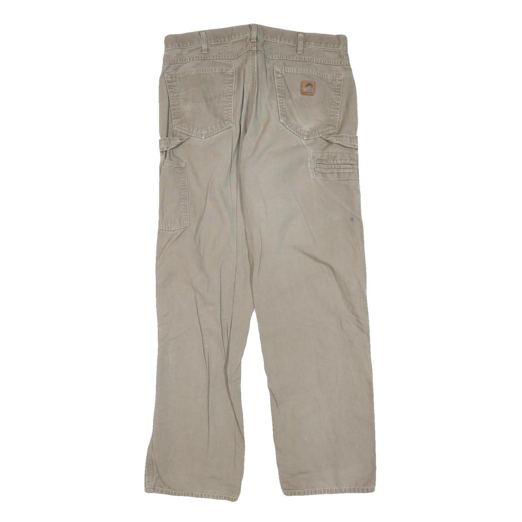 CARHARTT Mens Regular Fit Beige Denim Jeans W36 L34 Workwear Zip Closure Durable