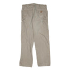 CARHARTT Mens Regular Fit Beige Denim Jeans W36 L34 Workwear Zip Closure Durable