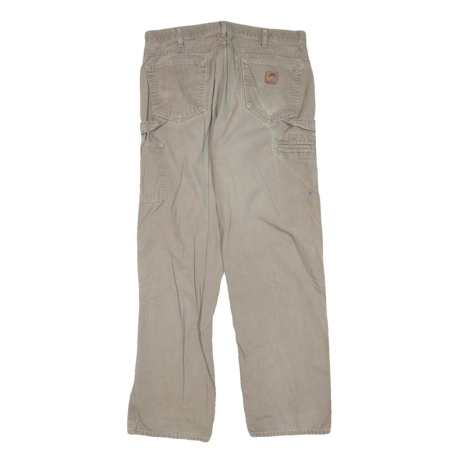 CARHARTT Mens Regular Fit Beige Denim Jeans W36 L34 Workwear Zip Closure Durable