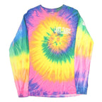 GILDAN Mens Yellow & Pink Tie Dye Long Sleeve Crew Neck T-Shirt M Cotton