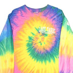 GILDAN Mens Yellow & Pink Tie Dye Long Sleeve Crew Neck T-Shirt M Cotton