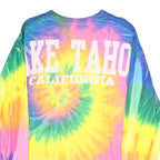 GILDAN Mens Yellow & Pink Tie Dye Long Sleeve Crew Neck T-Shirt M Cotton