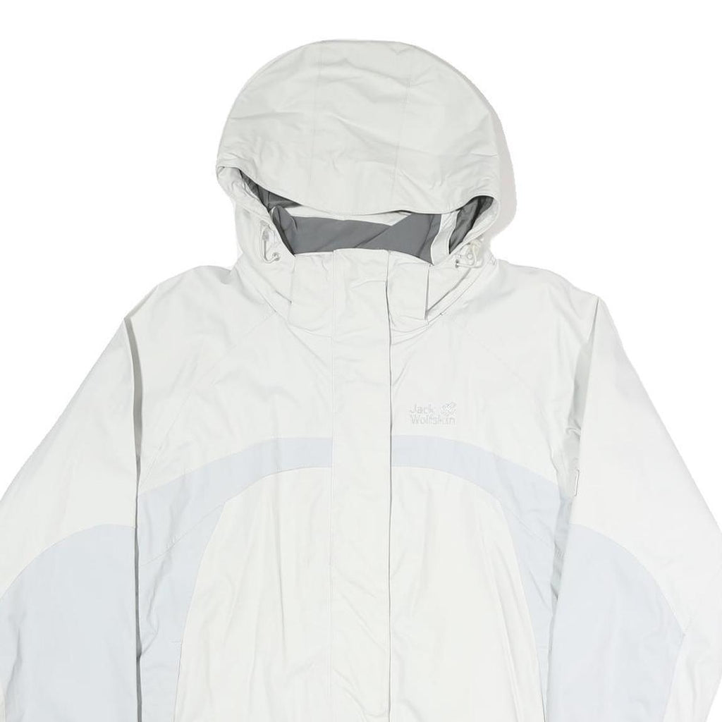 JACK WOLFSKIN Womens White & Light Grey Outdoor Jacket XL Polyester Blend Zip