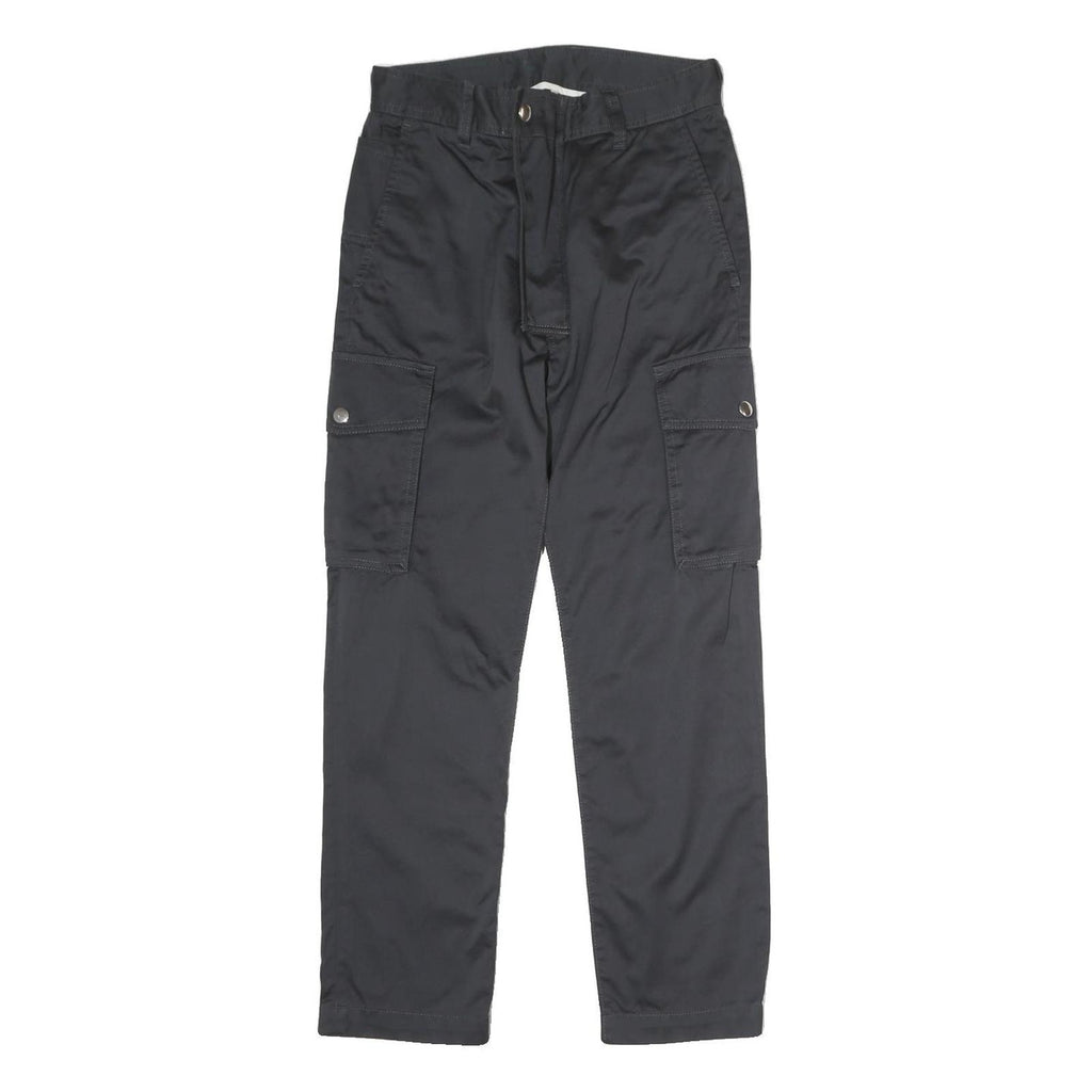 DICKIES Mens Cotton Regular Black Cargo Trousers W26 L26 Workwear Pockets Zip