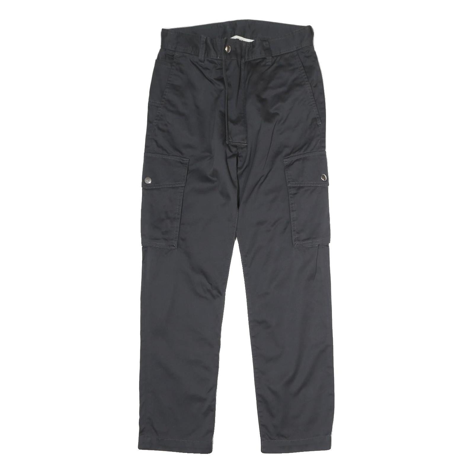 DICKIES Mens Cotton Regular Black Cargo Trousers W26 L26 Workwear Pockets Zip