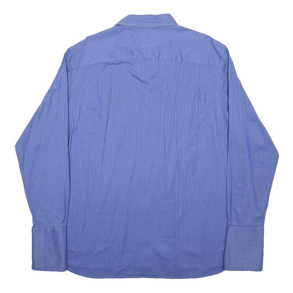 JAEGER Mens Blue Striped Classic Cotton Shirt XL Long Sleeve Formal Workwear