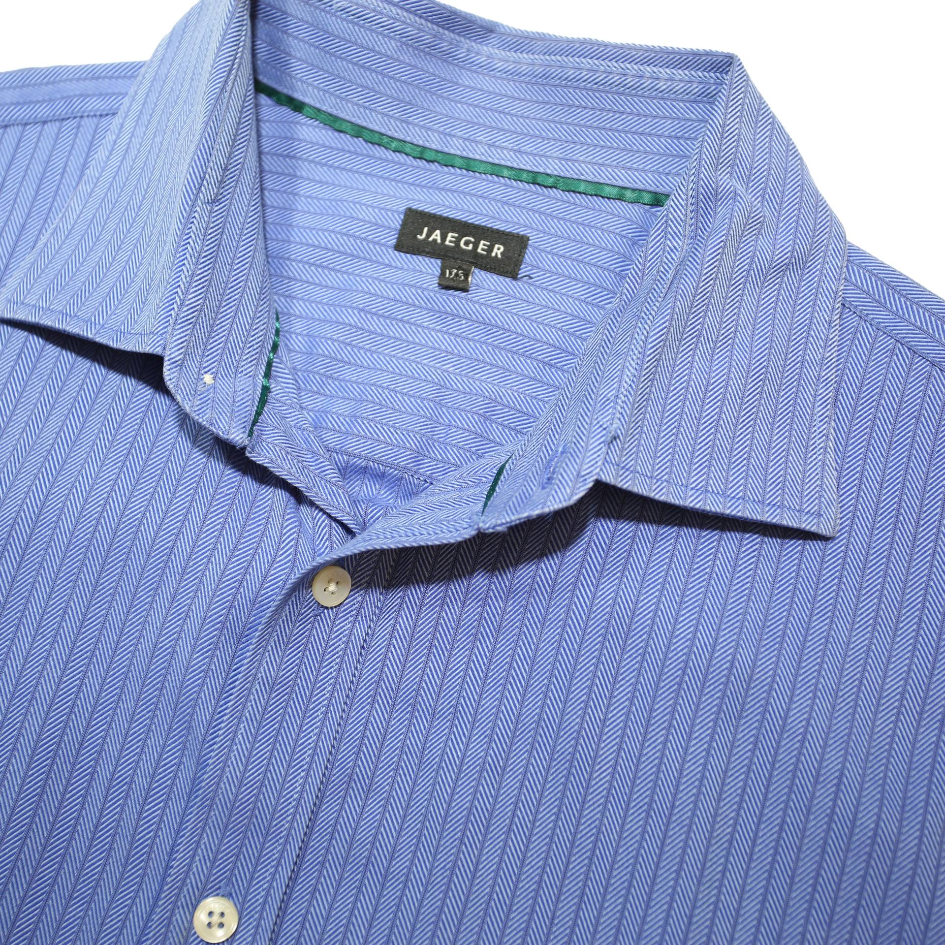 JAEGER Mens Blue Striped Classic Cotton Shirt XL Long Sleeve Formal Workwear