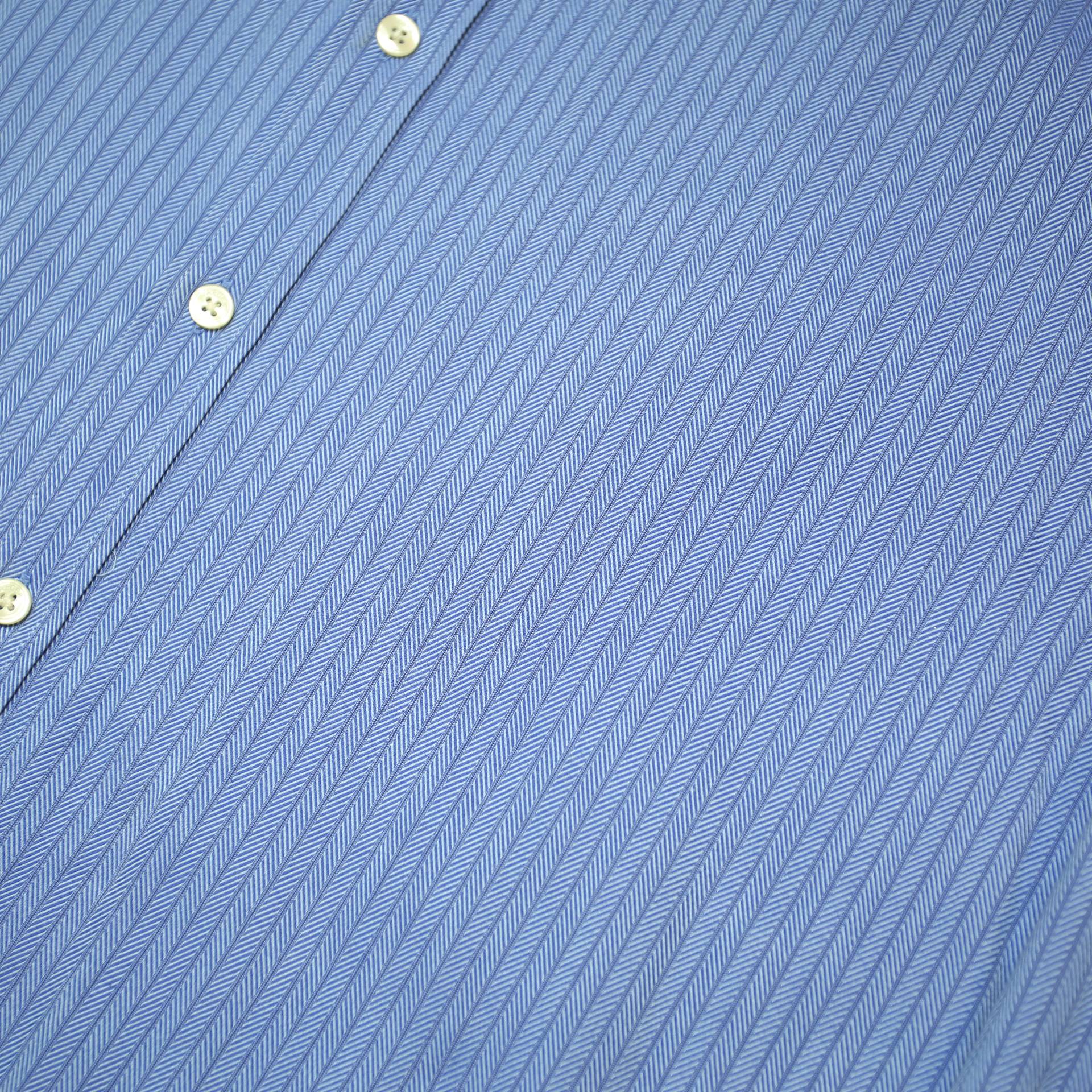 JAEGER Mens Blue Striped Classic Cotton Shirt XL Long Sleeve Formal Workwear