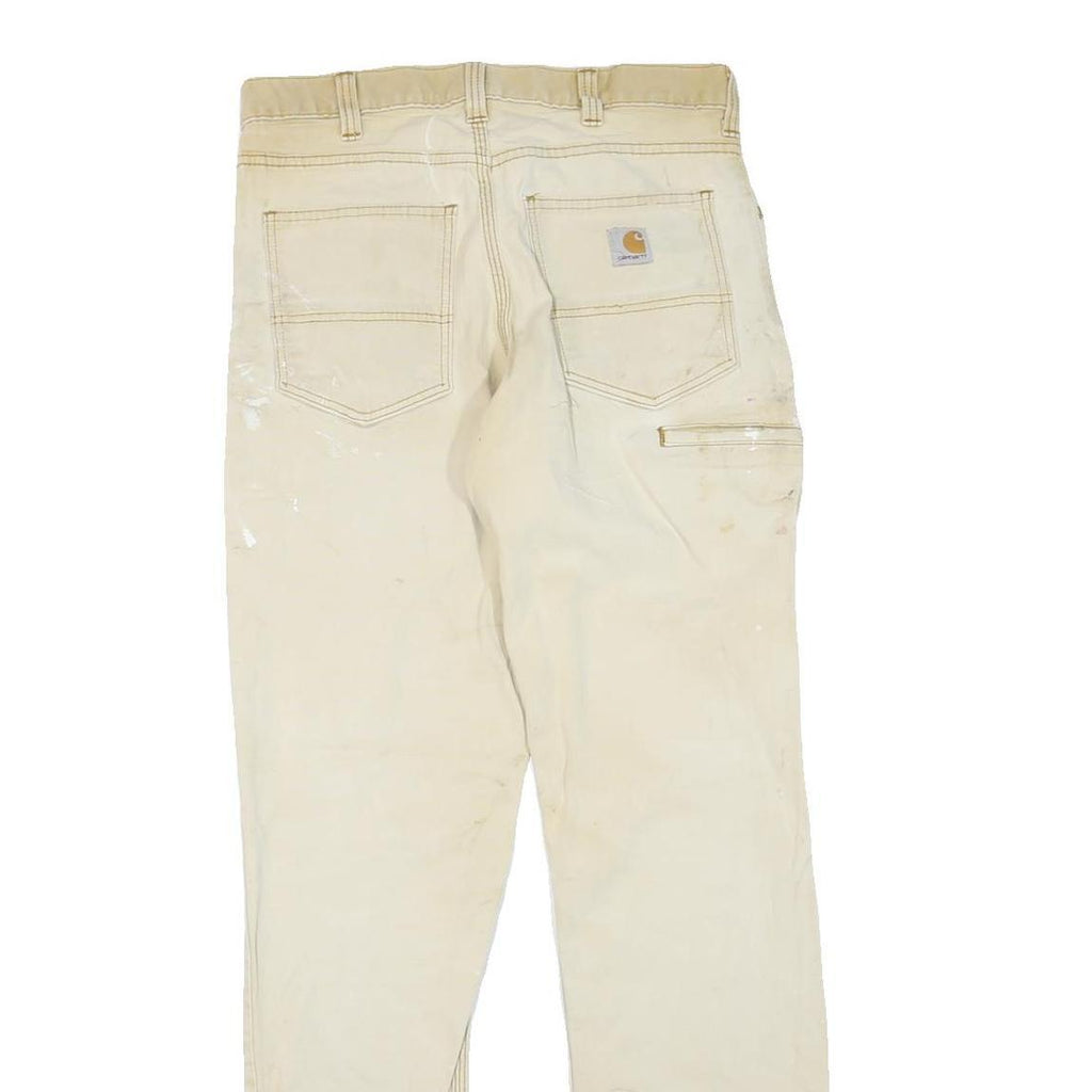 CARHARTT Mens Cotton Blend Beige Regular Fit Straight Leg Trousers W32 L34