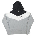 NIKE Mens Black & White Grey Colourblock Pullover Hoodie S Cotton Blend