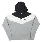 NIKE Mens Black & White Grey Colourblock Pullover Hoodie S Cotton Blend