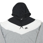 NIKE Mens Black & White Grey Colourblock Pullover Hoodie S Cotton Blend