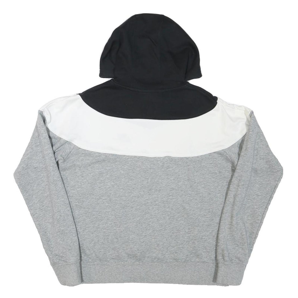 NIKE Mens Black & White Grey Colourblock Pullover Hoodie S Cotton Blend