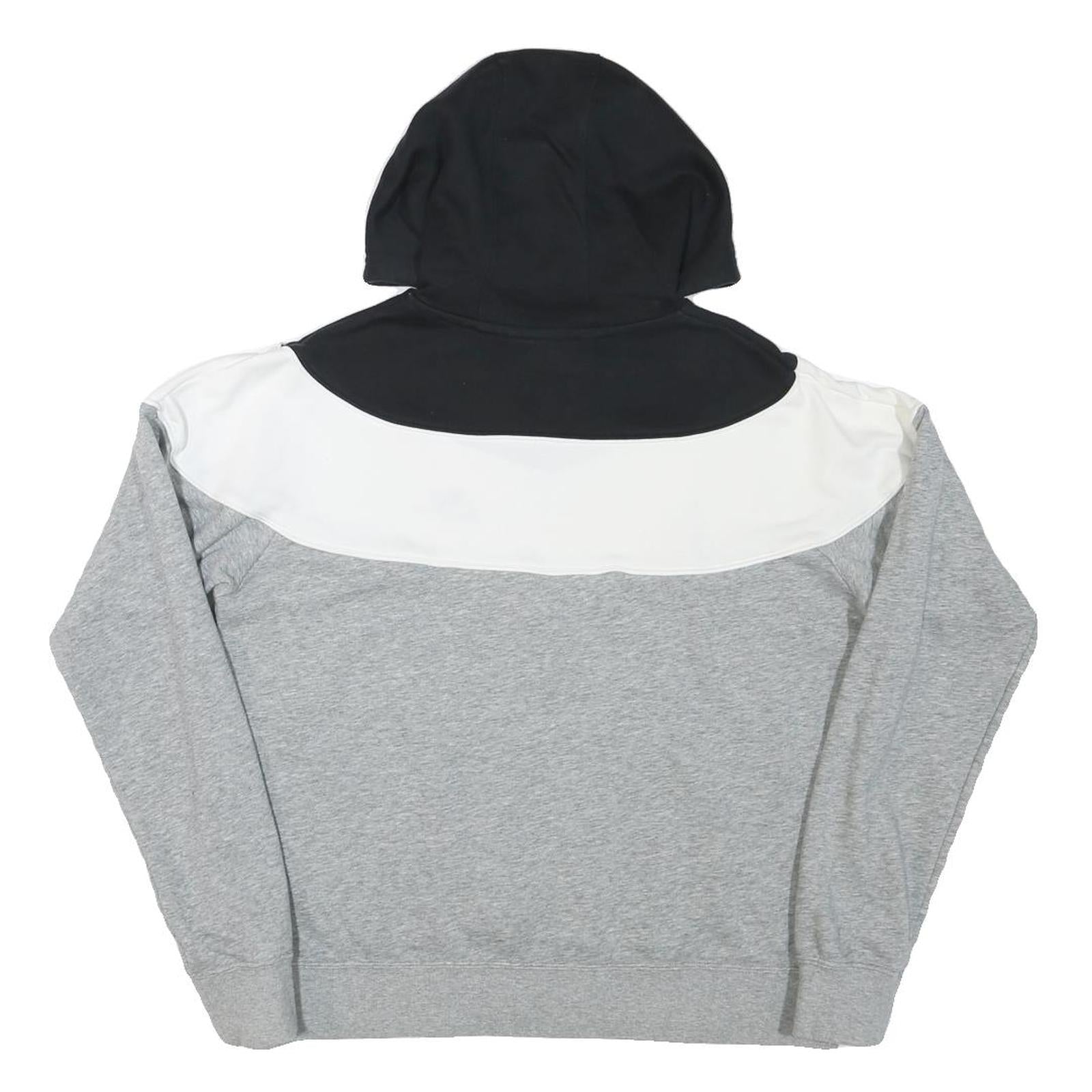 NIKE Mens Black & White Grey Colourblock Pullover Hoodie S Cotton Blend