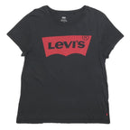 LEVI'S Womens Black Graphic T-Shirt L Short Sleeve Crew Neck Cotton Blend