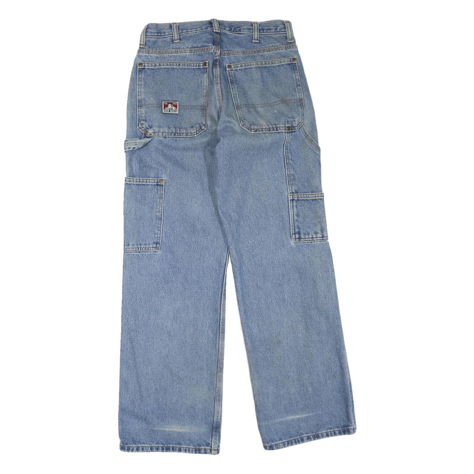 BEN DAVIS Mens Blue Regular Fit Straight Leg Denim Jeans W28 L32 Workwear