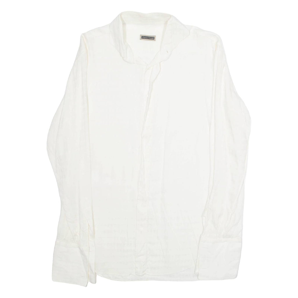 MARCO AZZALI Womens Blouse Cream Collared Long Sleeve L