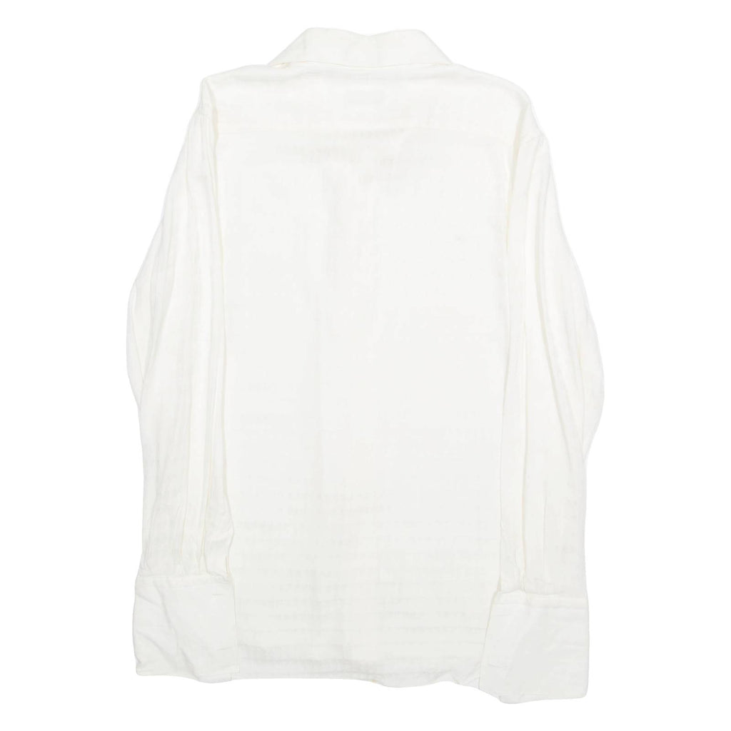 MARCO AZZALI Womens Blouse Cream Collared Long Sleeve L