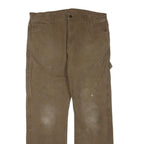 DICKIES Mens Regular Fit Brown Cotton Blend Straight Trousers W38 L32 Workwear