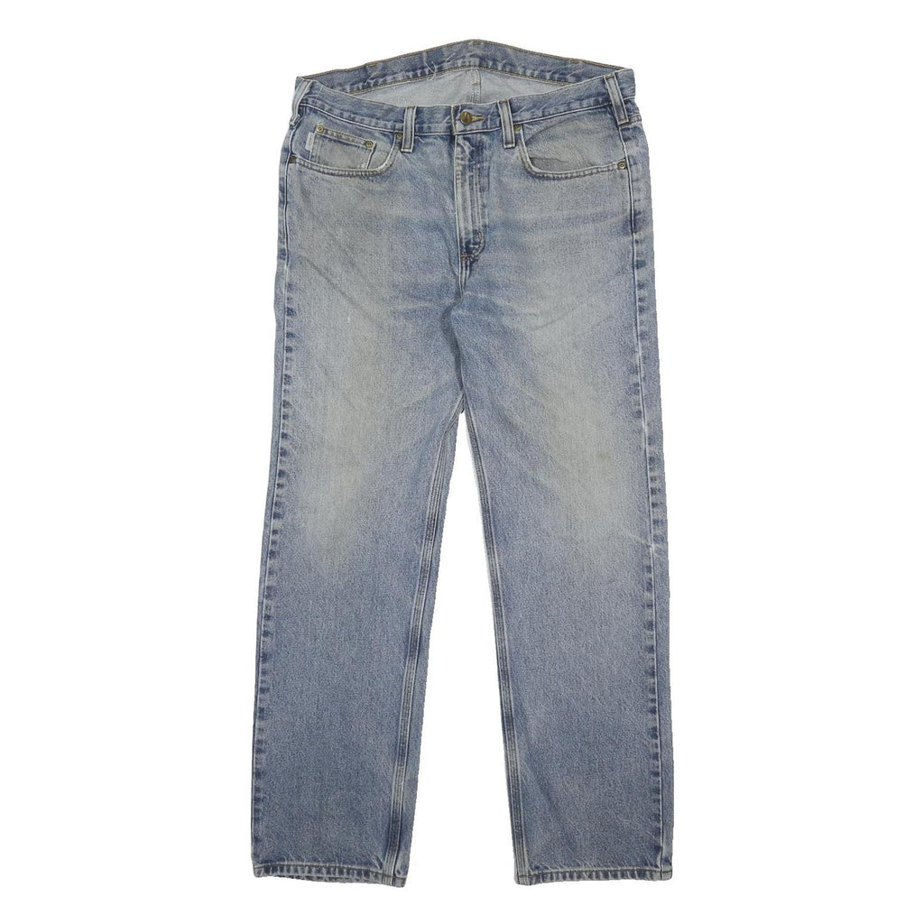 CARHARTT Mens Jeans Blue Regular Straight Denim Light W36 L32 Classic Zip