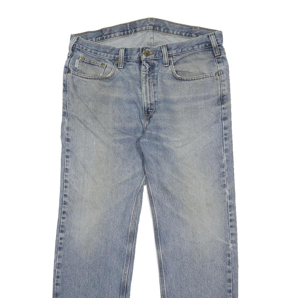 CARHARTT Mens Jeans Blue Regular Straight Denim Light W36 L32 Classic Zip