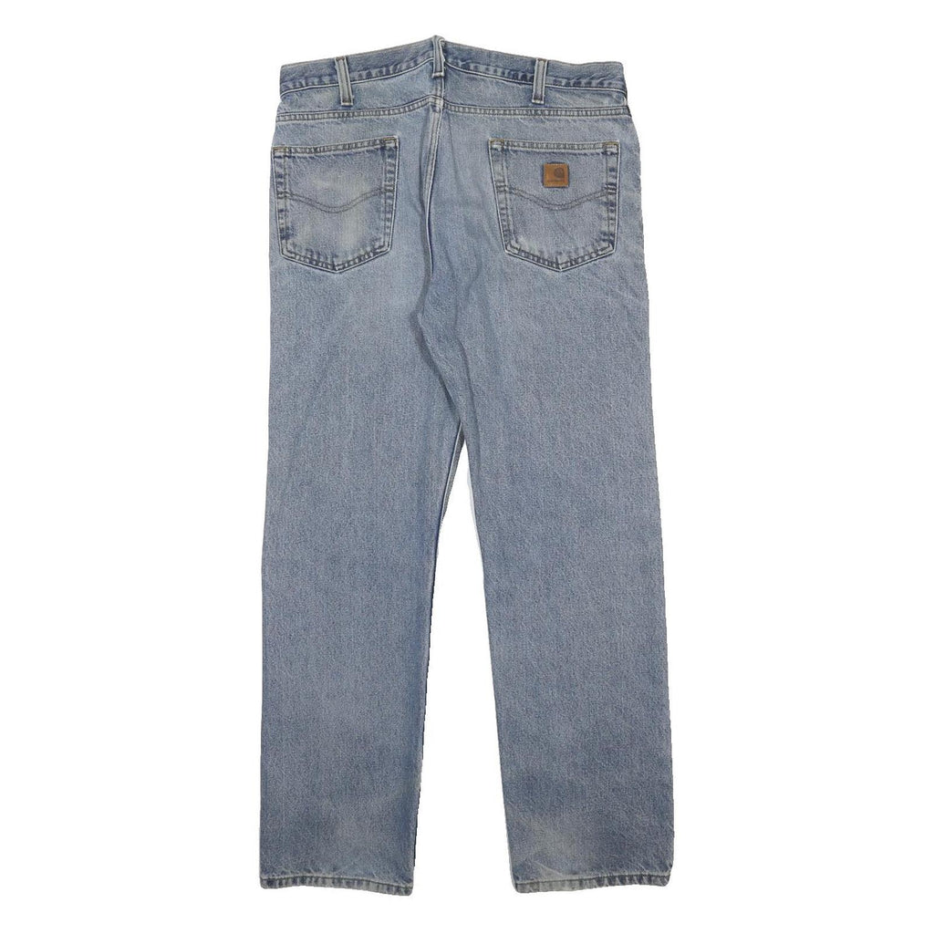 CARHARTT Mens Jeans Blue Regular Straight Denim Light W36 L32 Classic Zip