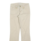 SPOON Womens Cotton Blend Beige Regular Fit Trousers W28 L30 Zip Pocketed