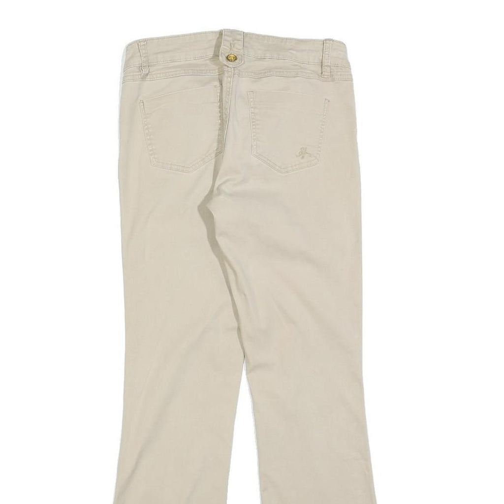 SPOON Womens Cotton Blend Beige Regular Fit Trousers W28 L30 Zip Pocketed