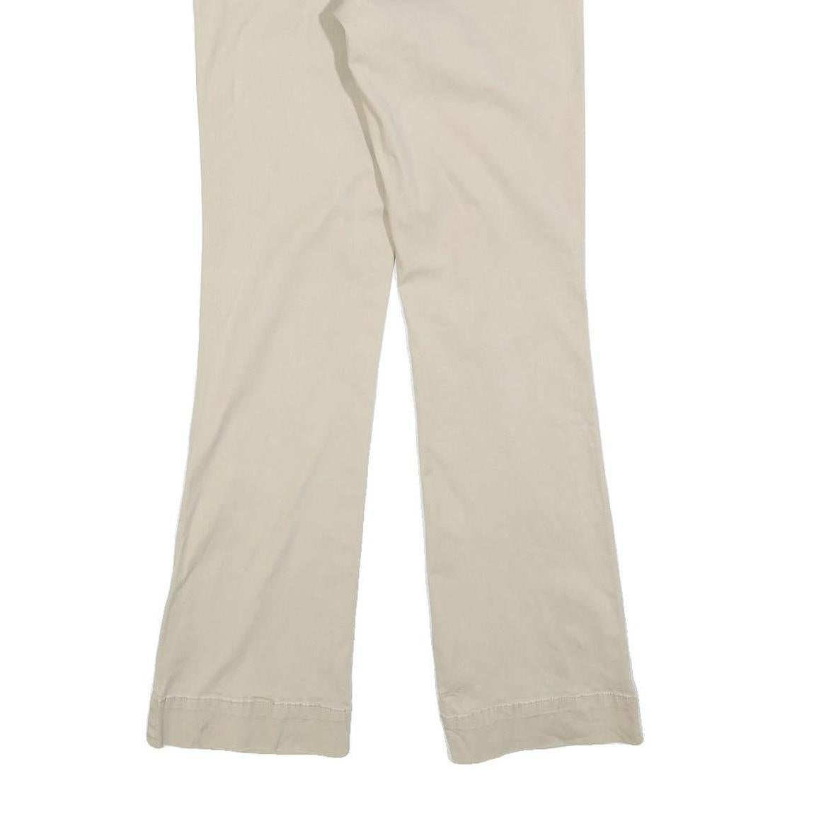 SPOON Womens Cotton Blend Beige Regular Fit Trousers W28 L30 Zip Pocketed