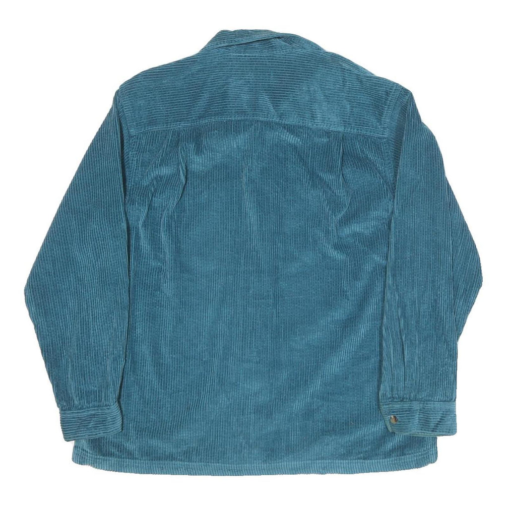 LL BEAN Womens Blue Corduroy Shirt L Button Up Casual Wear