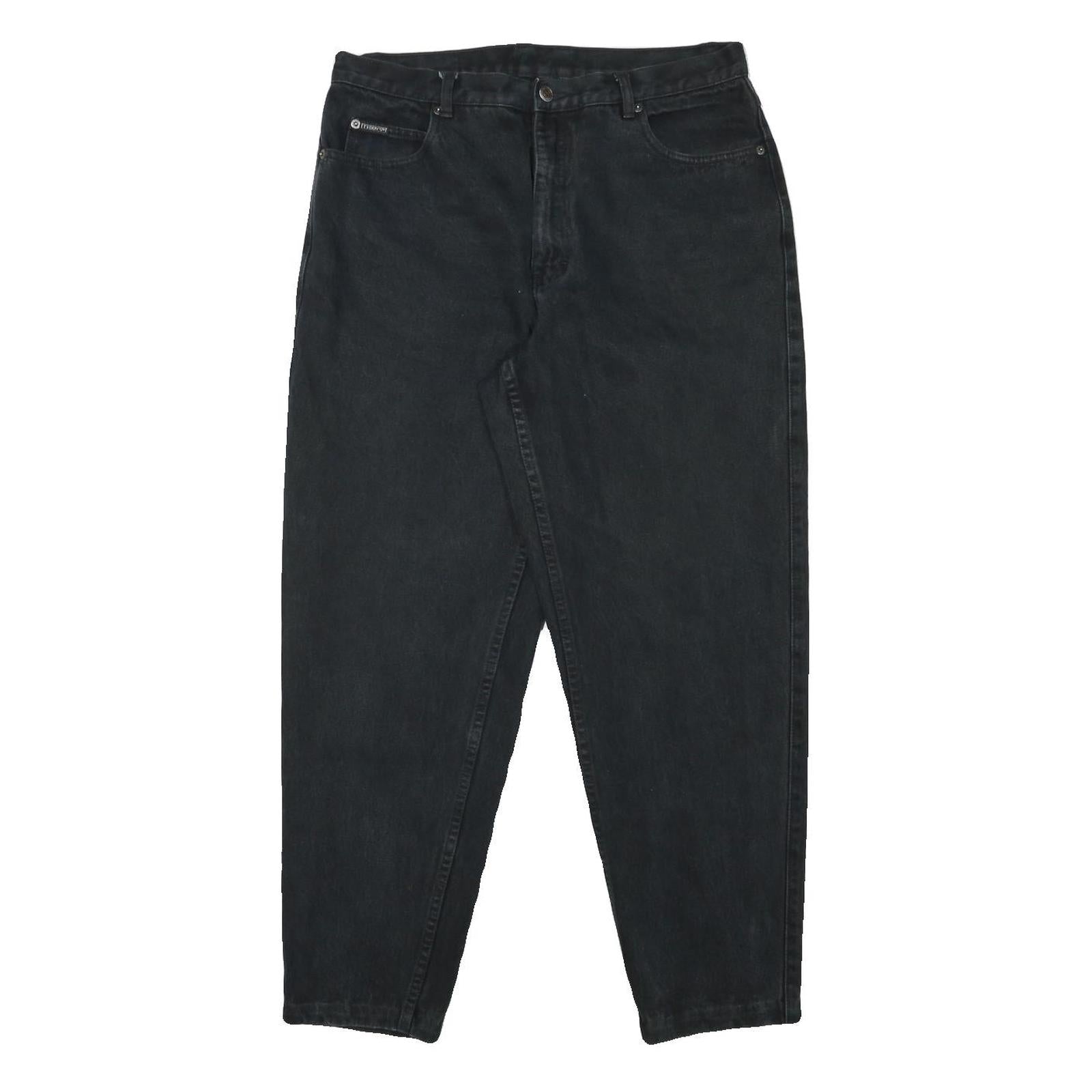 TEDDYS Mens Relaxed Black Cotton Blend Denim Jeans W33 L29 Casual Zip Closure