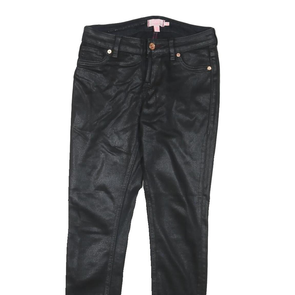 TED BAKER Womens Black Cotton Blend Slim Skinny Trousers W26 L25 Zip Closure