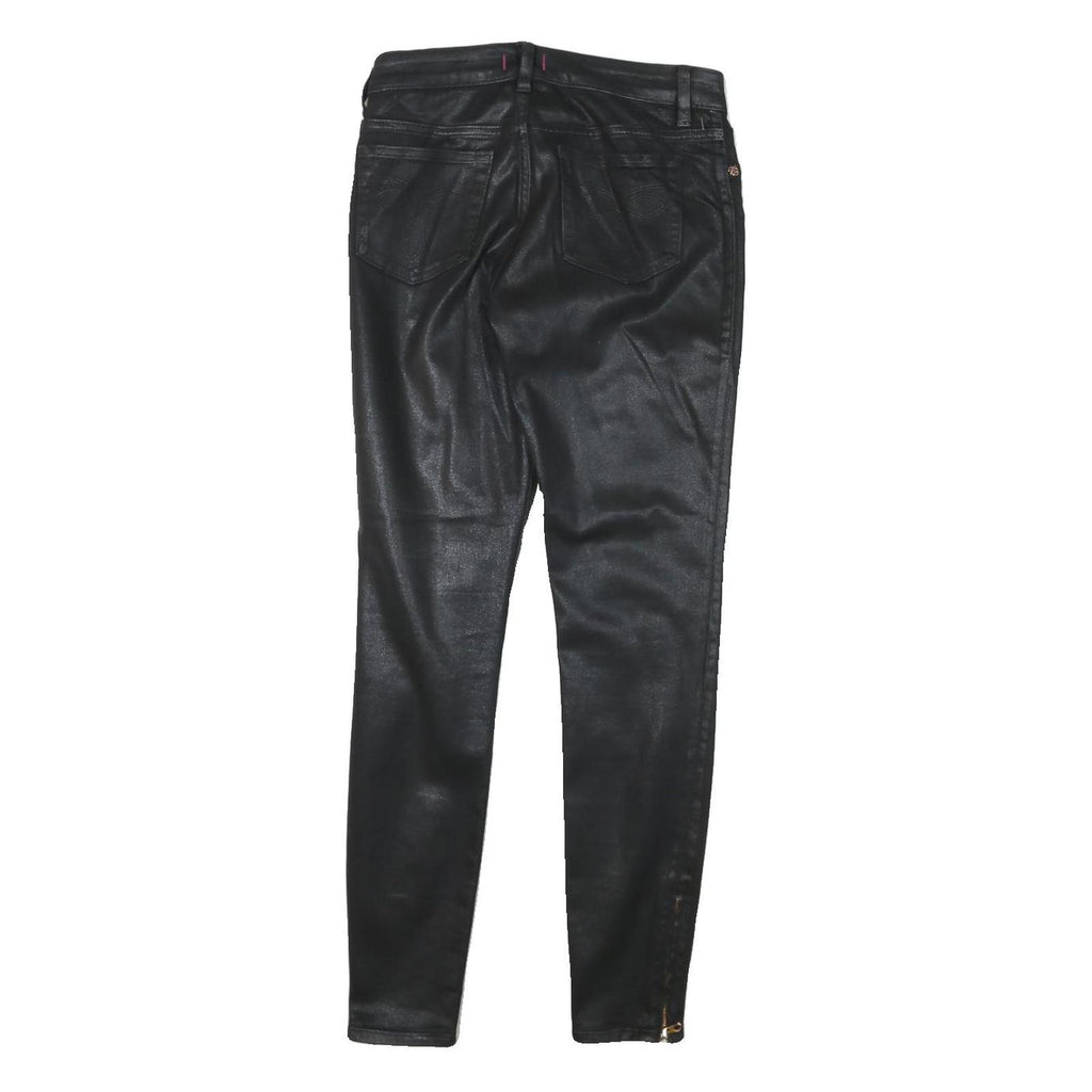 TED BAKER Womens Black Cotton Blend Slim Skinny Trousers W26 L25 Zip Closure