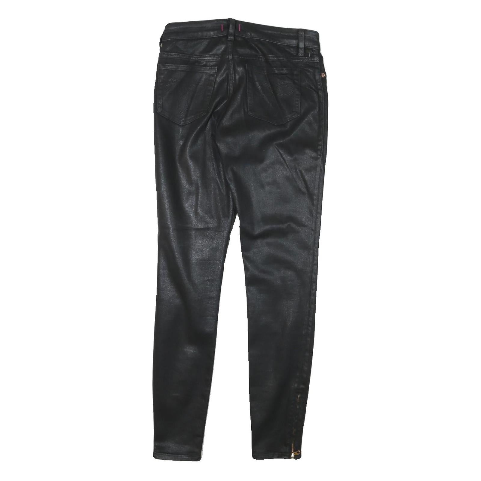 TED BAKER Womens Black Cotton Blend Slim Skinny Trousers W26 L25 Zip Closure