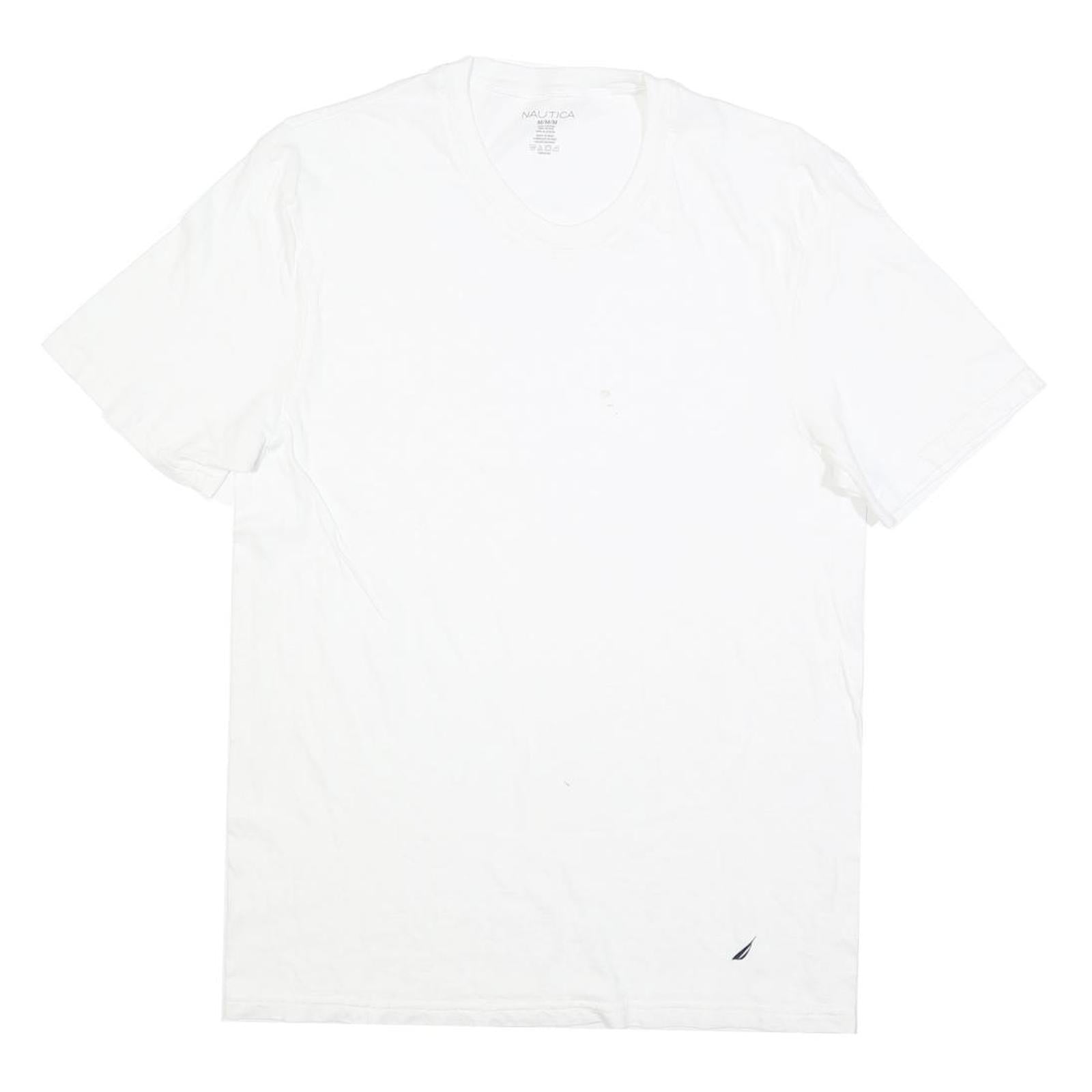 NAUTICA Mens White V-Neck Cotton Blend T-Shirt M Short Sleeve Casual Summer