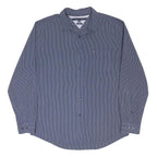 TOMMY HILFIGER Womens Blue & White Striped Shirt L Cotton Blend Classic Fit