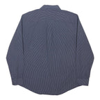 TOMMY HILFIGER Womens Blue & White Striped Shirt L Cotton Blend Classic Fit